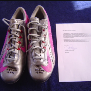 NEW YORK GIANTS ODELL BECKHAM JR GAME USED SIGNED INSCRIBED 15 NIKE CLEATS LOA 2